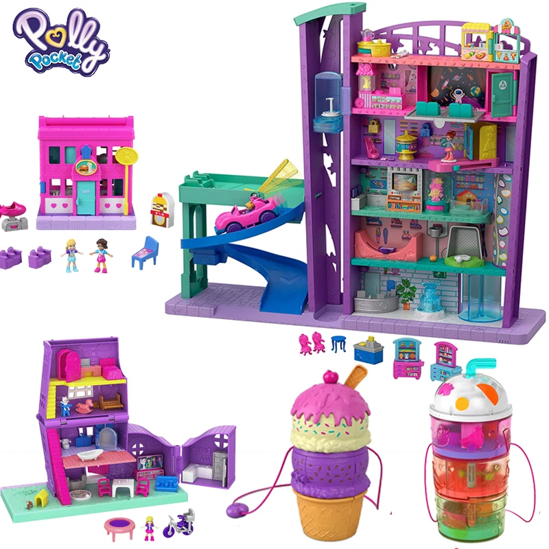 Оригинальный Карманный кукольный домик Polly Mega Mall аксессуары мебель для дома