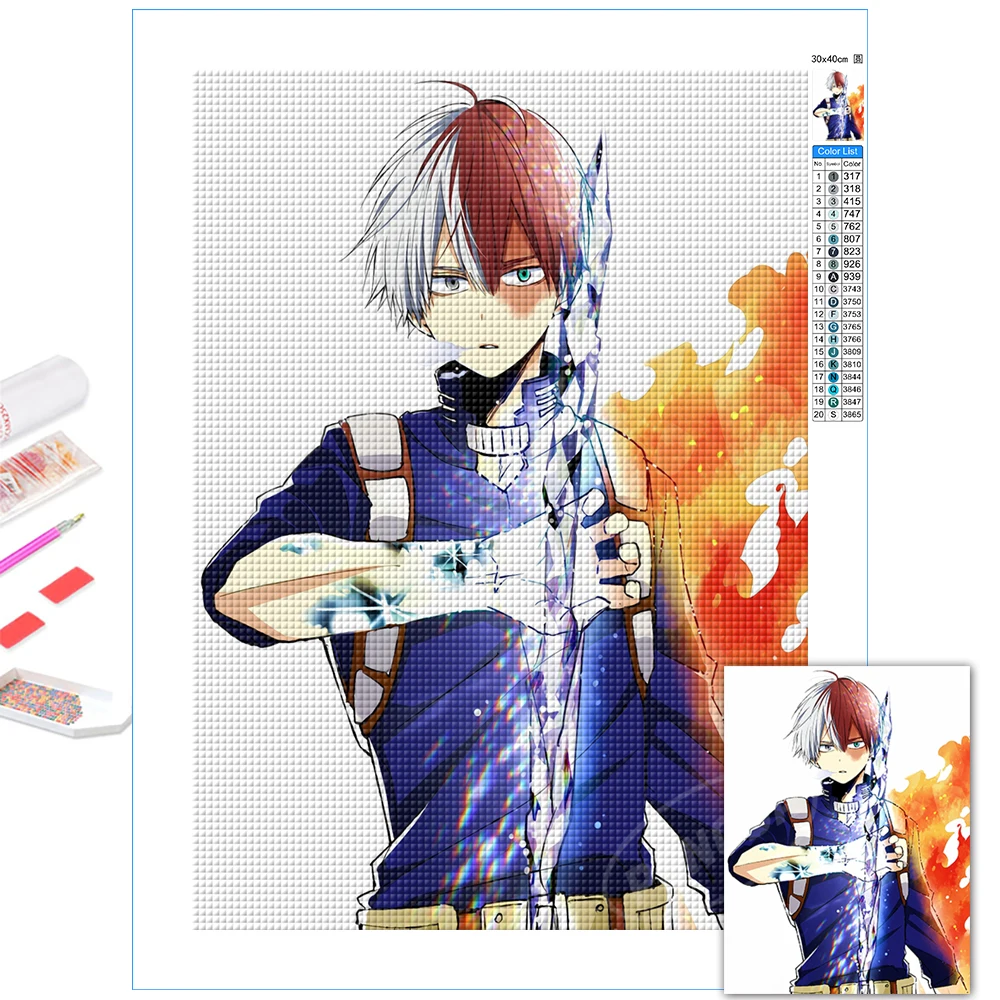 

Todoroki Shoto Diy Diamond Paintings My Hero Academia 5D Full Round Drill Embroidery Anime Cross Stitch Kids Home Decor Picture