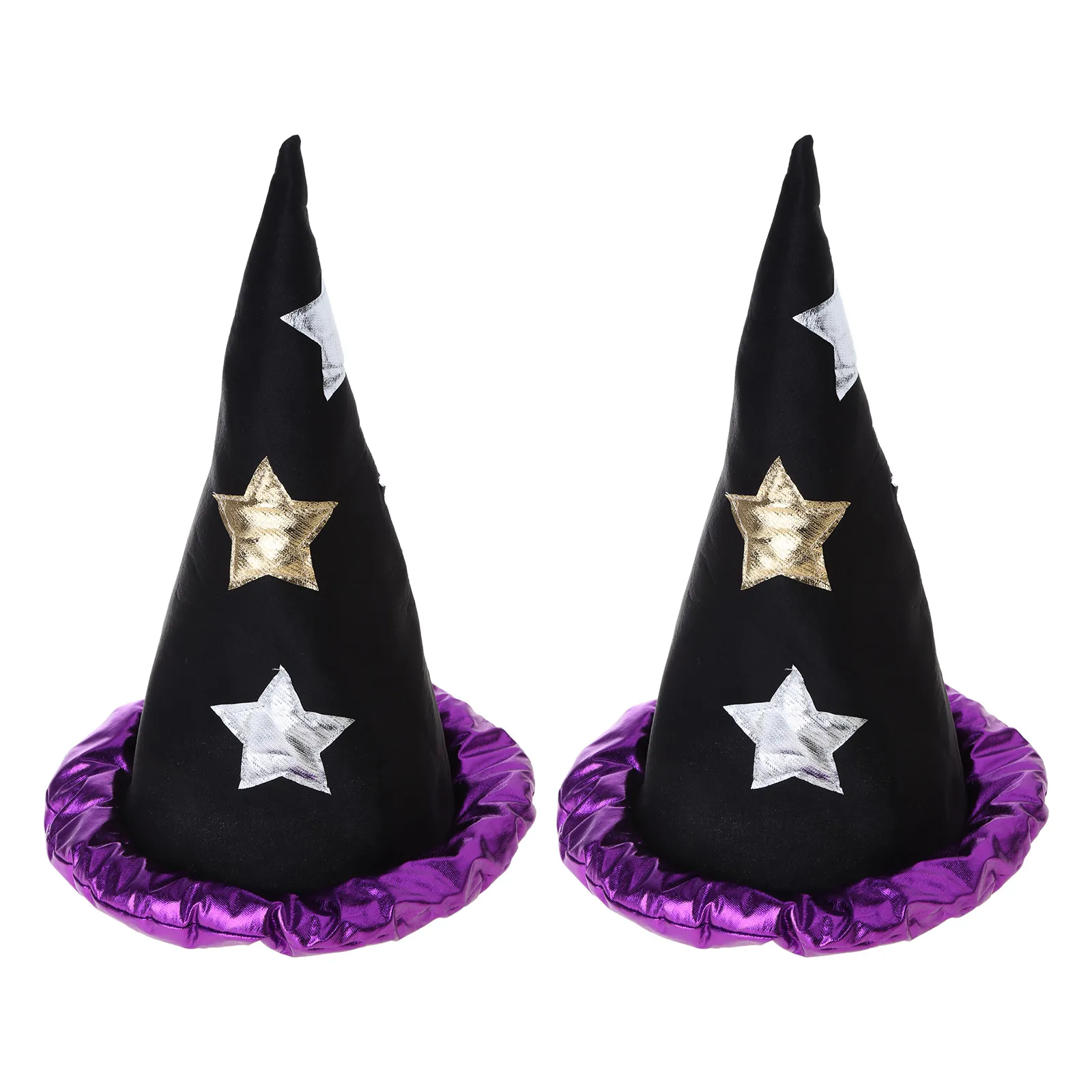 

Unisex Halloween Peaked Witch Hat with Star Decor Wizard Hat Men Women Party Headgear Cosplay Cap Festivals Party Props