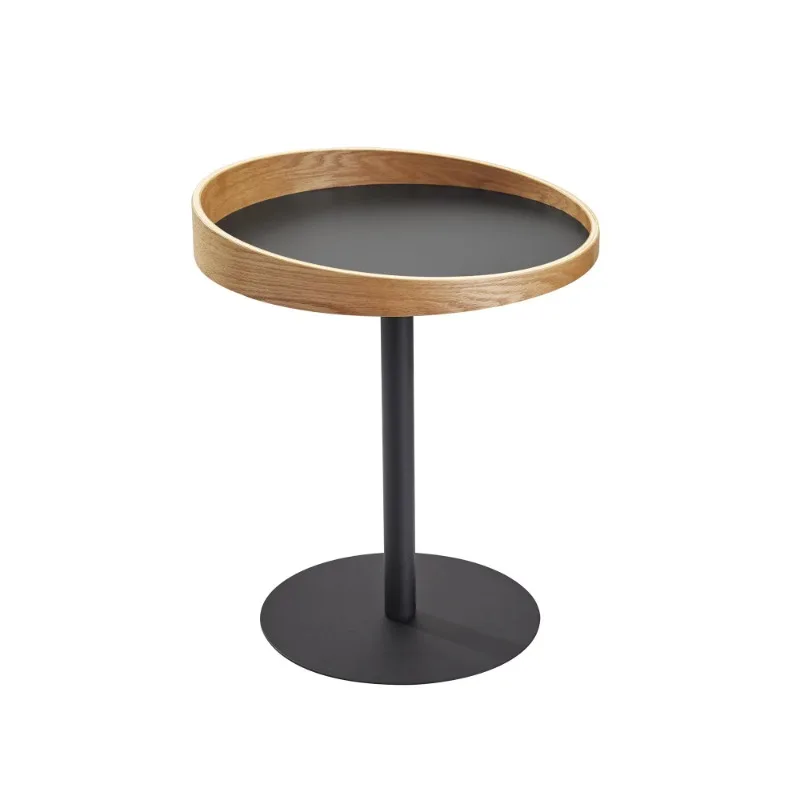 

Adesso Crater End Table, Black Metal base, MELAMINE MDF Top, with Natural Oak Veneer Rim