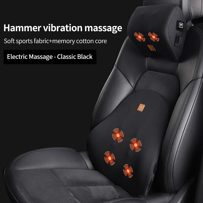 

Car Lumbar Support Electric Massage Headrest Neck Pillow Car Massage Pillows Comfortable Waist Cushion Relieve Driver Fatigue