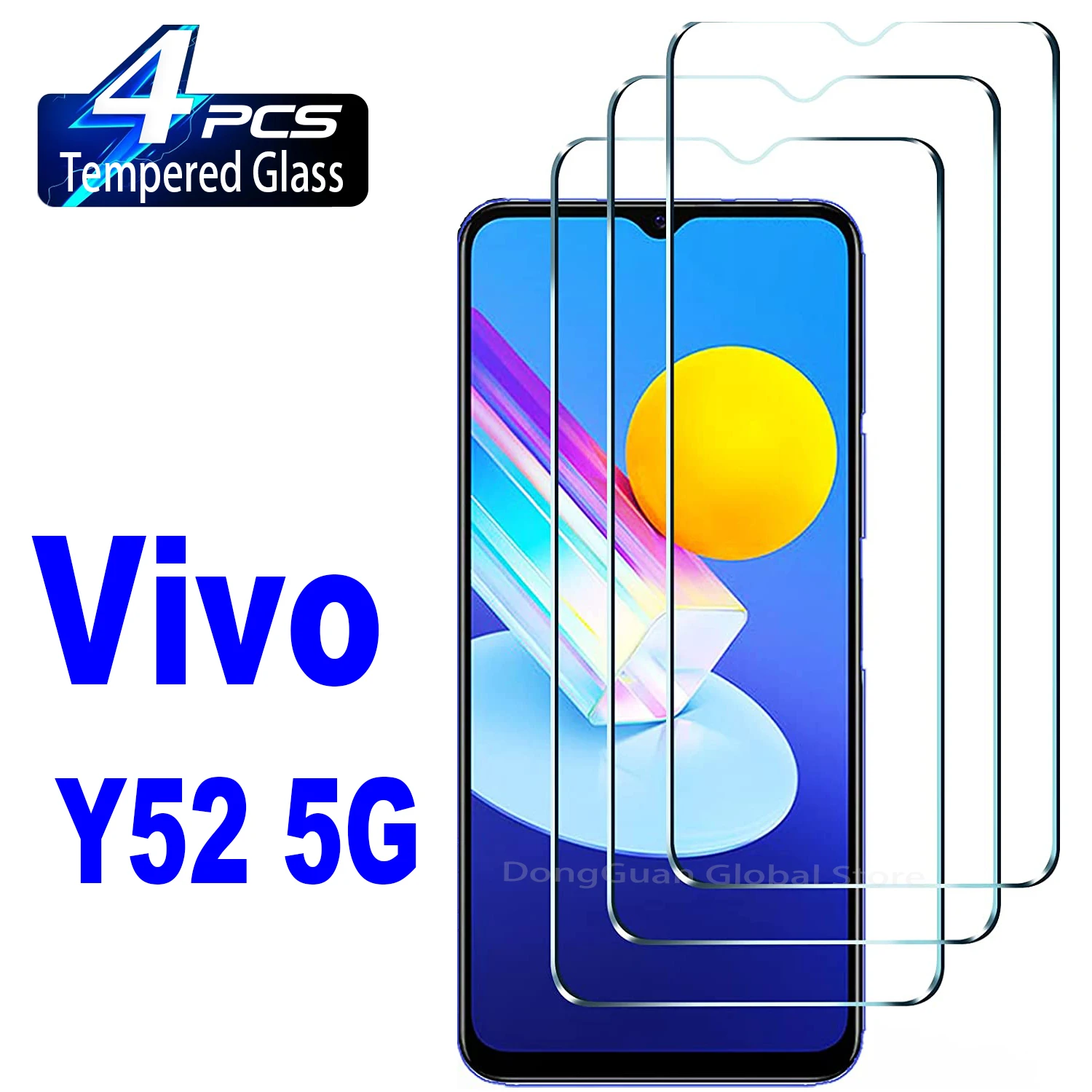 

4Pcs Tempered Glass For Vivo Y52 5G Y52s Y53S Y50 Y30 Y54S Y55S Y72 5G Y76 5G Y76S Y77E Screen Protector Glass Film