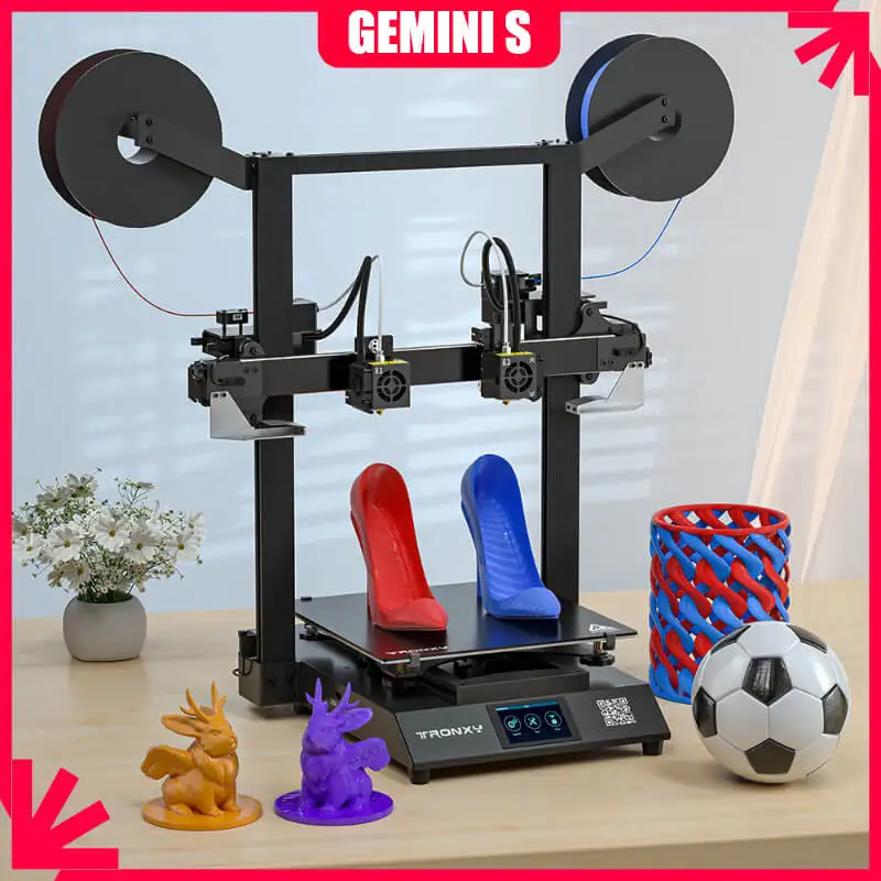 

Tronxy GEMINI S IDEX Mirror copy 3D Printer Multicolor 2 color 2 Head Independent Dual Extruder Large FDM 3D Printing