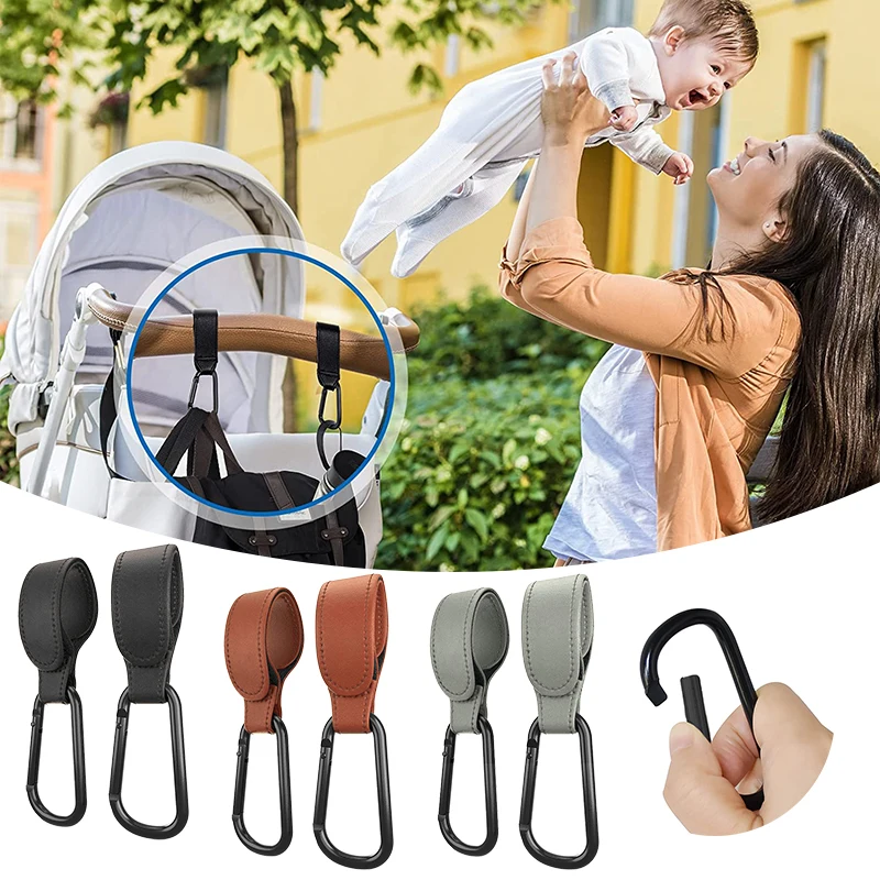 

1/2/3Pcs PU Leather Baby Stroller Hook for Hanging Bags and Shopping Pram Rotatable Velcro Cart Organizer Pram Hook Multipurpose