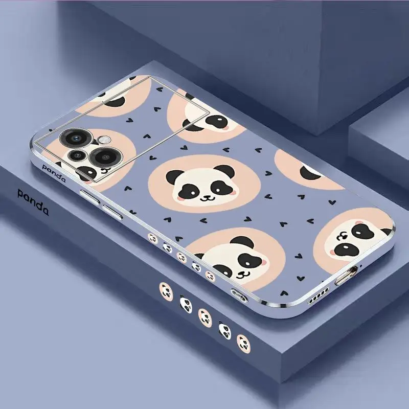 Love Panda Luxury Plating Phone Case For Xiaomi Poco M5 M4 Pro F4  X4 GT F4 GT X4F3 X3 M3 X3 NFC X2 X3 Pro C40 Cover