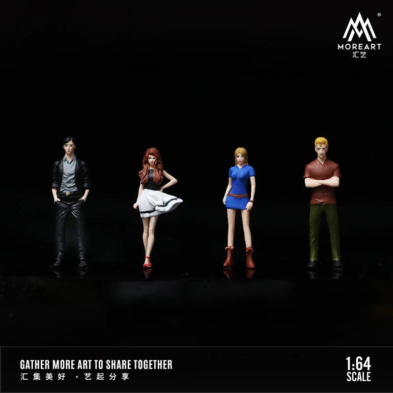 Фото Набор из 4 фигурок из смолы More Art 1:64 по мотивам Initial D для диорамы, коллекционных моделей автомобилей и подарков №3