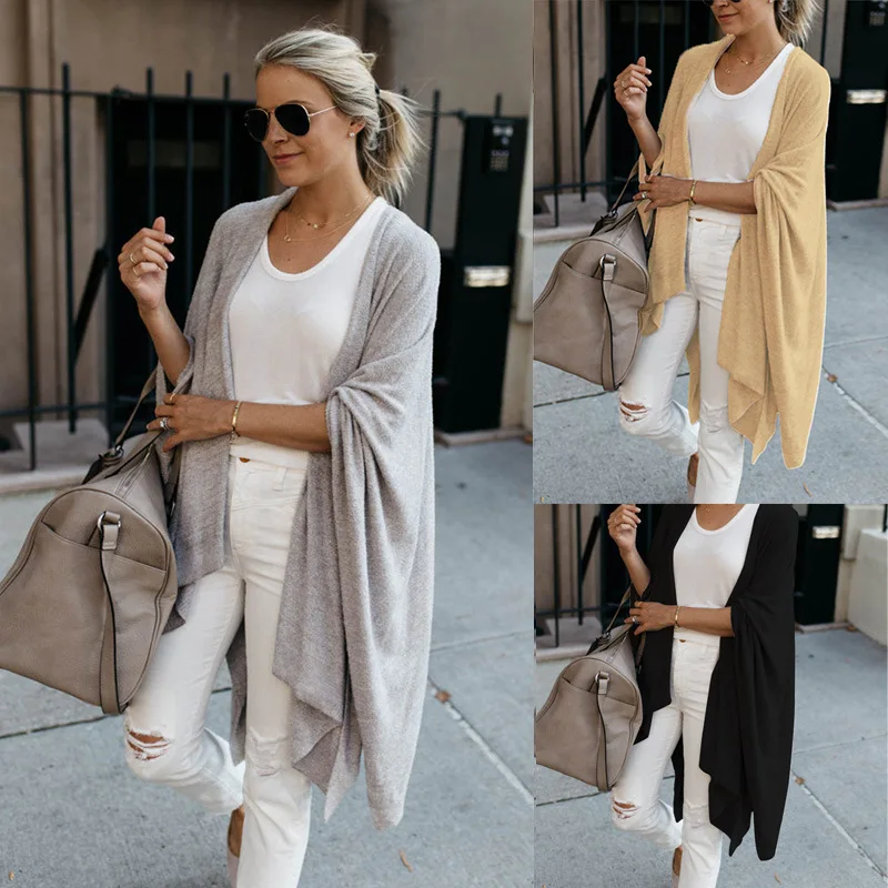 

AutumnKnitted Cardigan Mid-length Loose Irregular Hem Coat Women Sweater Women Oversized Sweater Cardigan Jacket Open Stitch