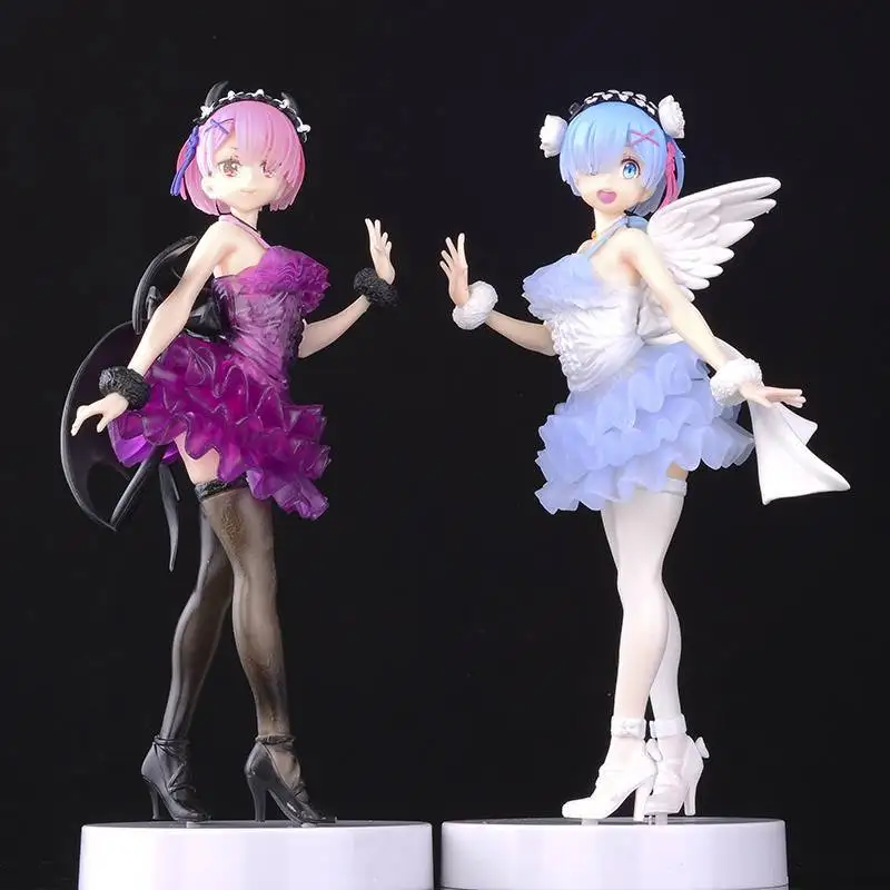 

23cm Re:ZERO -Starting Life in Another World Anime Figure Angels Rem Demons Ram Action Figure Rem/Ram Figurine Model Doll Toys