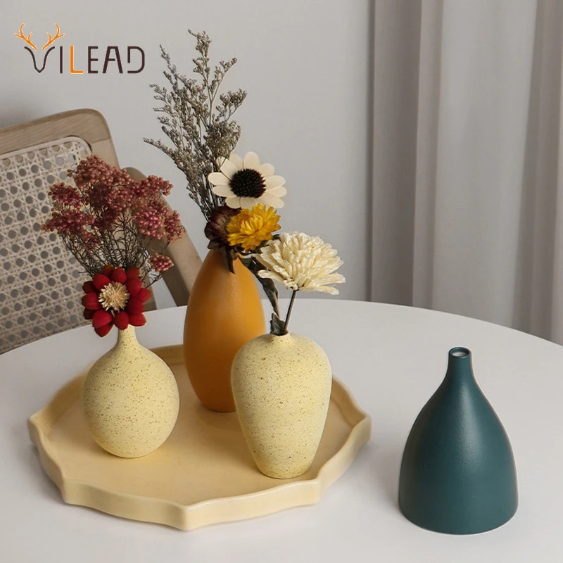 

VILEAD Nordic INS Ceramic Small Vase Simple Pastoral Style Vase Home Decor Flower Arrangement Art Living Room Desktop Decoration