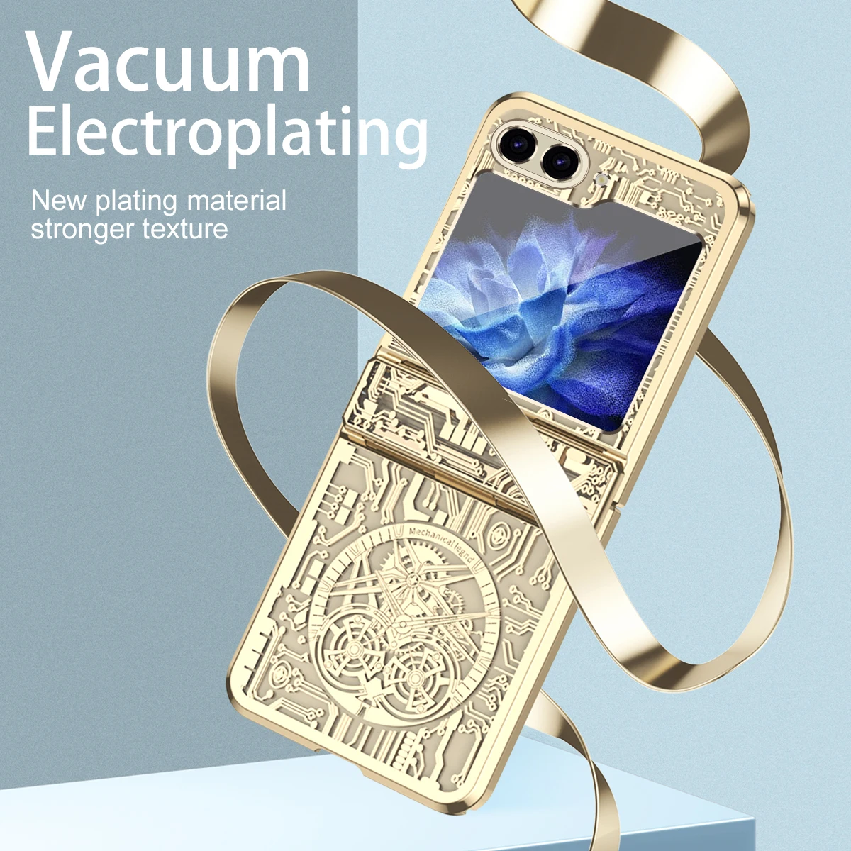 Фото Роскошный гальванический чехол для телефона Samsung Galaxy Z Flip 6 5 4 3 Flip6 Flip5 Flip4 Flip3 Защитная петля Прозрачная крышка с защитой от падения №3
