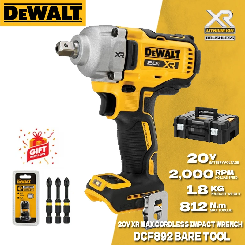 DEWALT 20V Impact Wrench With Detent Pin Anvil DCF892B Power Tool Compact Brushless Cordless Mid-Range Impact Wrench DCF892