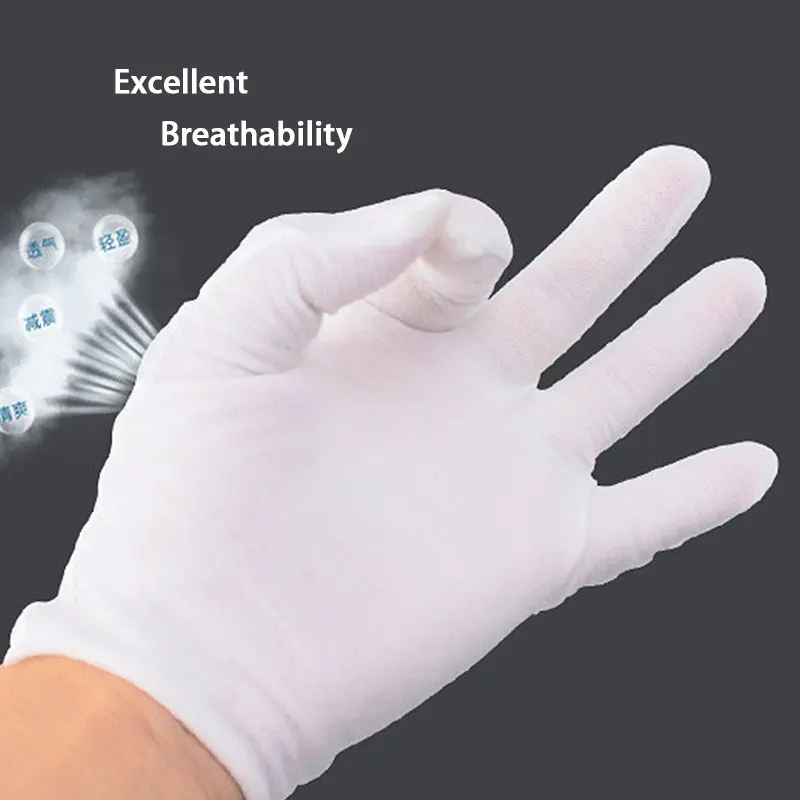 

24Pieces/12Pairs Soft Cotton Stretchable Lining White Gloves Wholesale Coin Jewelry Silver Inspection Gloves