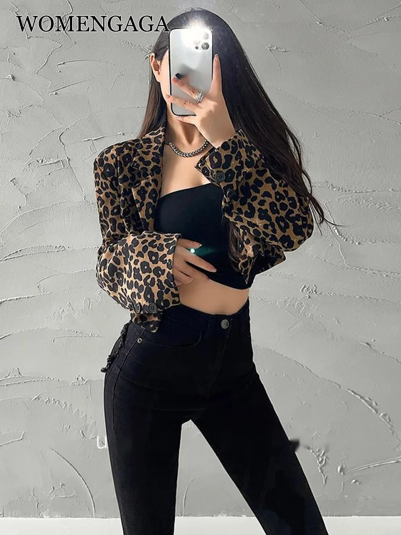 

Женская модная леопардовая свободная Тонкая Повседневная куртка с длинным рукавом, короткая куртка, кардиган, женские топы Z9GT