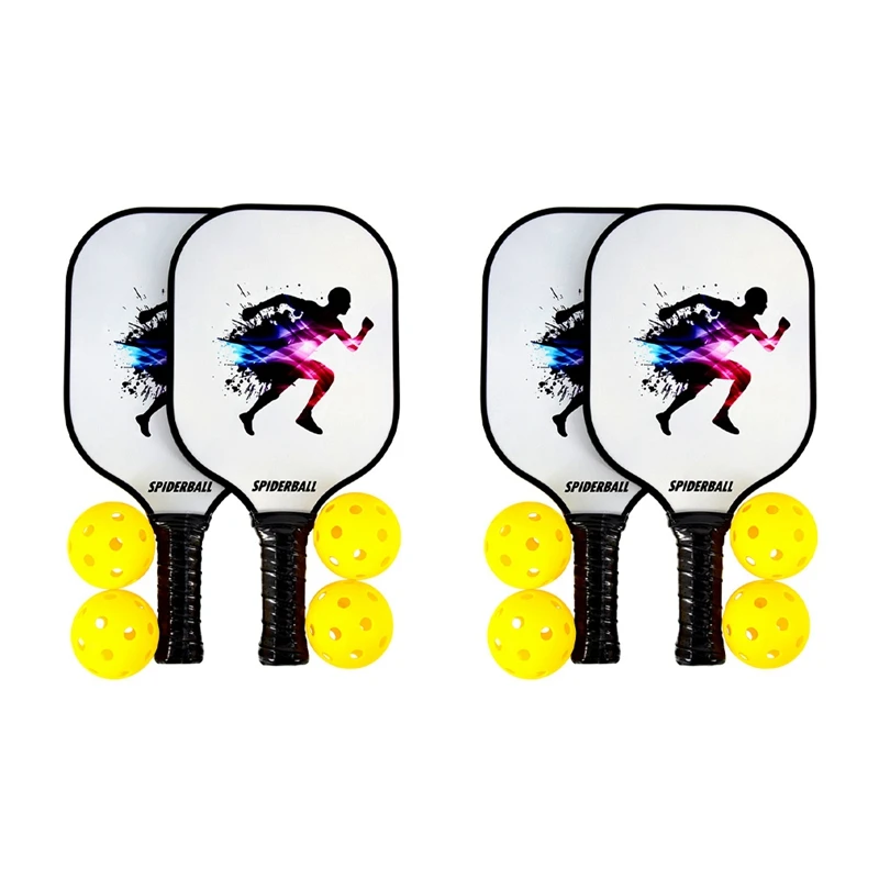 

HOT SALE SPIDERBALL 12PCS Pickleball Paddle 2 Premium Graphite Craft Rackets Honeycomb Core 4 Balls Ultra Cushion Grip Racquet