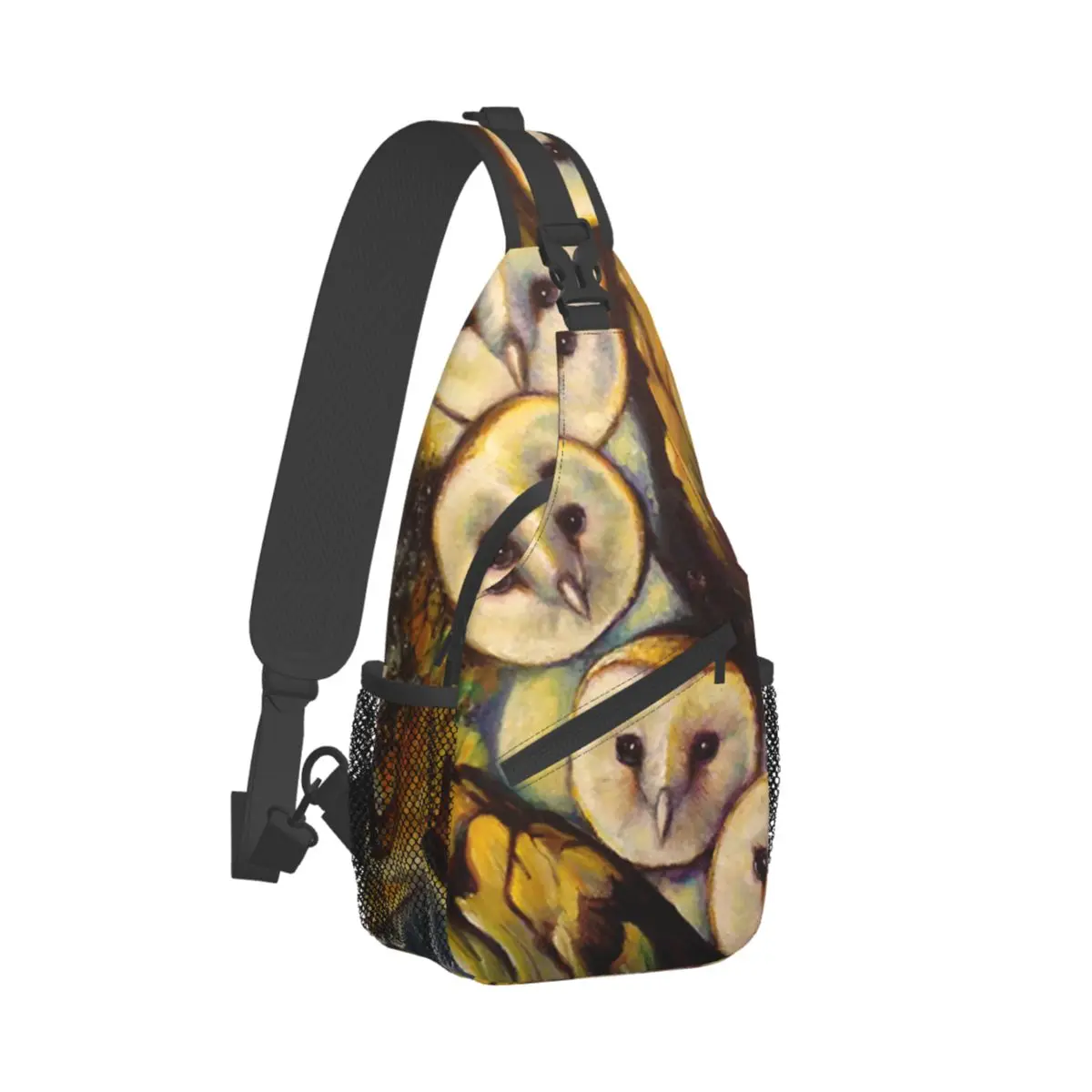 

Barn Owl Print Shoulder Bags Abstract Animal Outdoor Chest Bag Male Motorcycle Print Sling Bag Casual Phone Small Bags