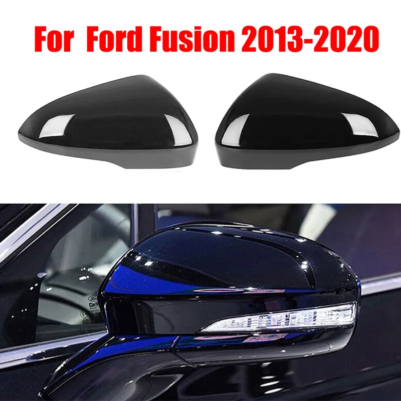 

For US Ford Fusion 2013 2014 2015 2016 2017 2018 2019 2020 2021 Car Side Rearview Mirror Cover Glossy Black Clip-on Exterior