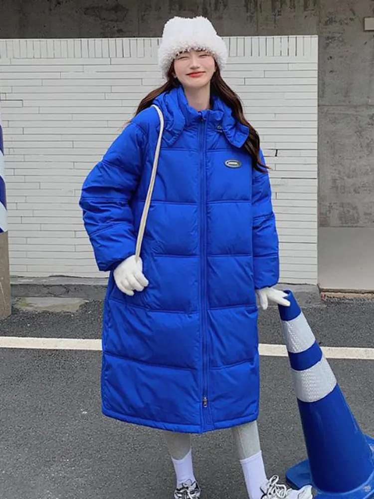 

Winter Down Cotton Jacket Women Thick Warm Long Parkas Coat Female Clothes Casual Loose Fashion Solid Hooded Jackets Outwear