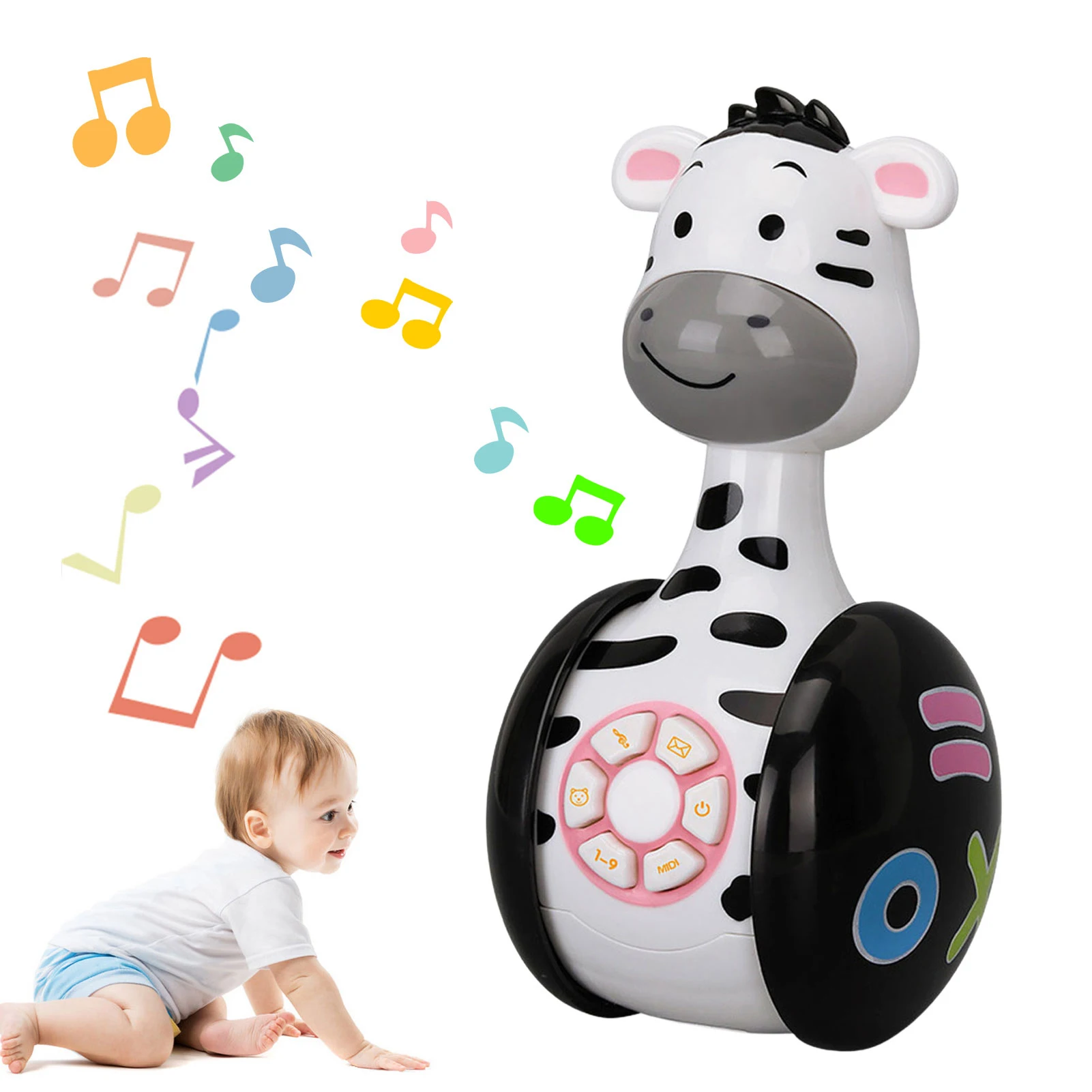 

Музыкальный воблер-неваляшка, игрушка-животное, детская игрушка-неваляшка, погремушки для младенцев, игрушка с подсветкой, веселая интерак...