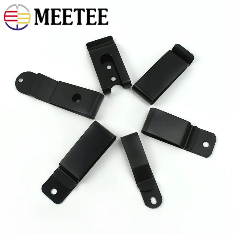 

10Pcs Black Metal Spring Buckles Belt Holster Sheath Clip Clasp Wallet Key Hook DIY Waist Clip Loop Screws Double Holes Buckle