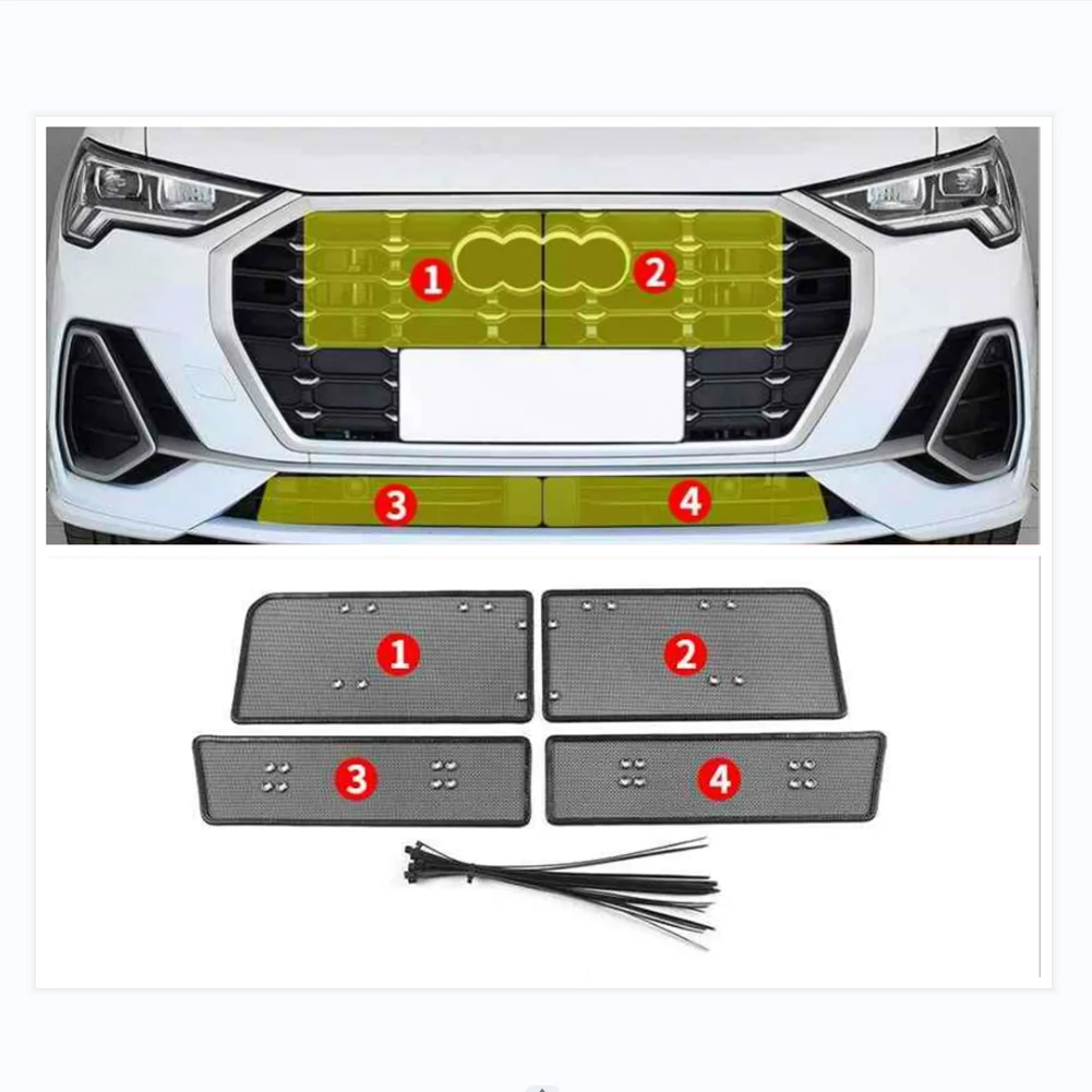 

For Audi Q3 2019 2020 2021 2022 Car Front Grille Insect Screening Insert Mesh Protection Net Cover Trim Accessories Exterior