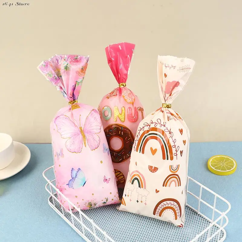 

50 шт., мешочки для печенья в виде бабочек и пончиков