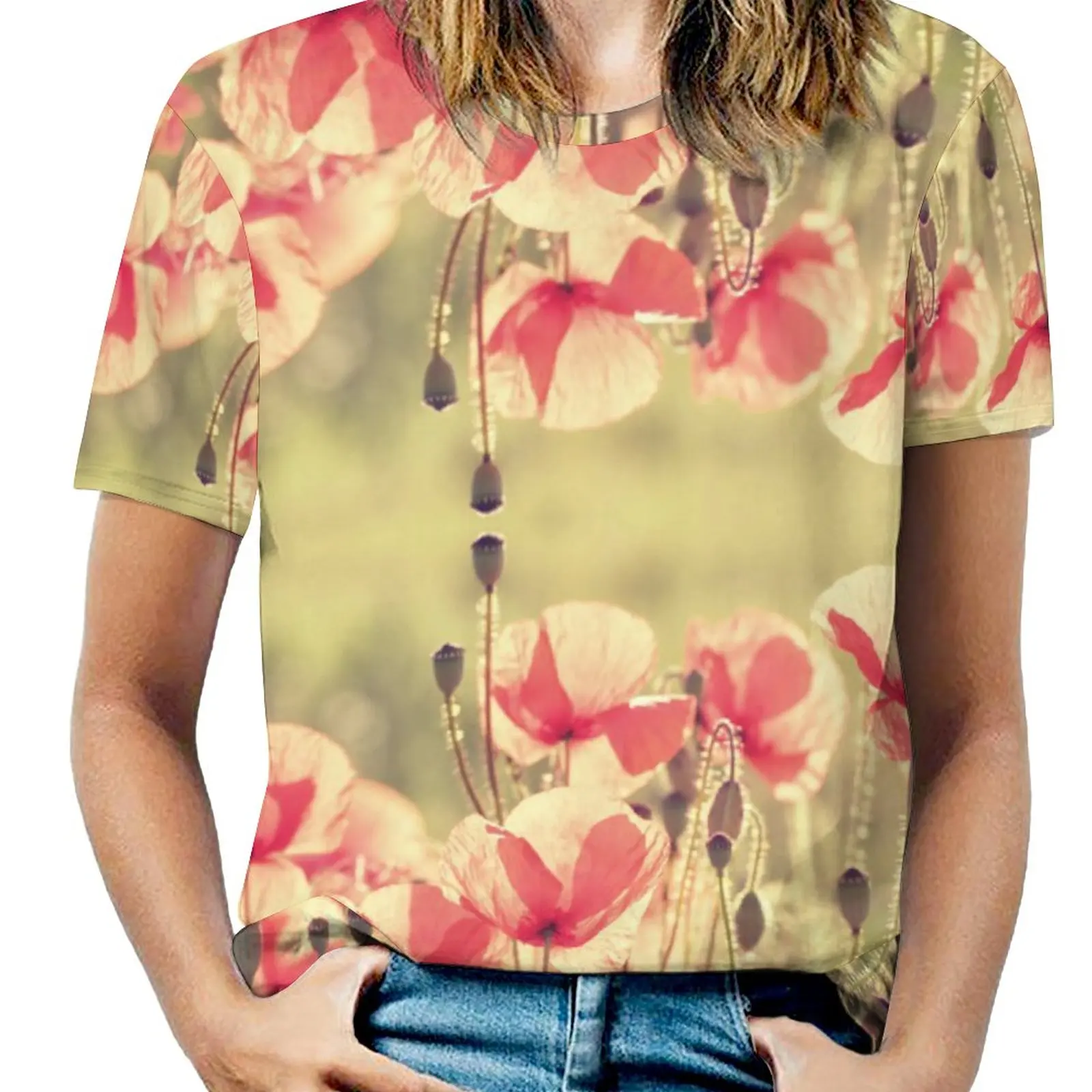 

Cute Wall Murals Poppy Flowers.jpg T-shirts top Quality Fresh Move Travel Eur Size