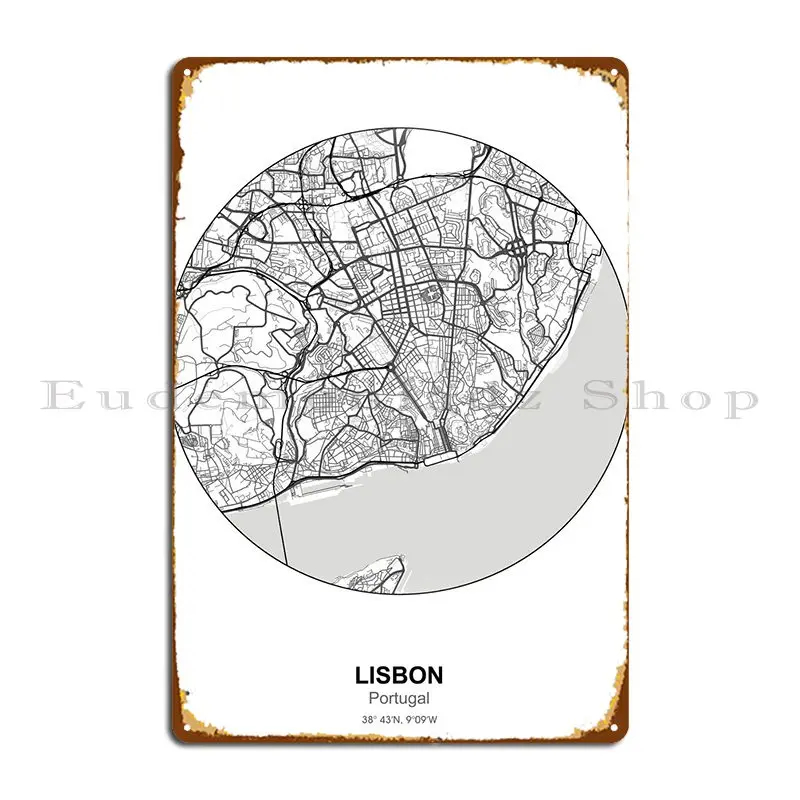 

Лиссабонская круглая карта, металлическая табличка, настенное оформление, искусственный клуб, изготовление на заказ, создание оловянного з...