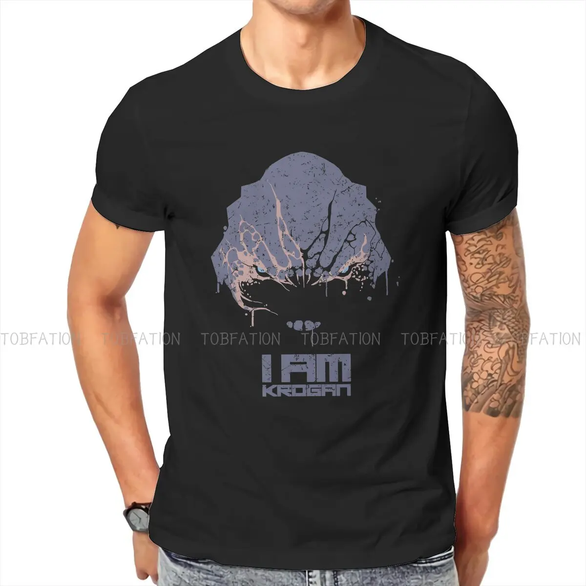 

Mass Effect Game I Am Krogan Grunt T Shirt Punk Men Tees Summer Polyester Clothing Harajuku Crewneck TShirt