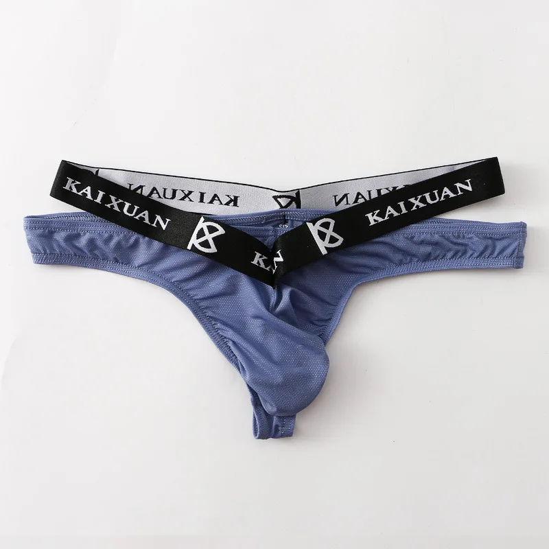 Summer New Sexy Men's G-string Pants with Ice Mesh Breathable and Comfortable Hip Lifting T-pants Bikini 3PCS