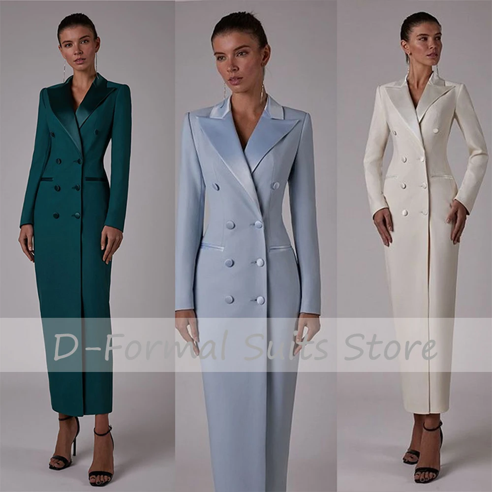 Women's Suit Slim Fit  Long Jacket One Piece Blazer Double Breasted Formal Tuxedo Party Dress костюм женский