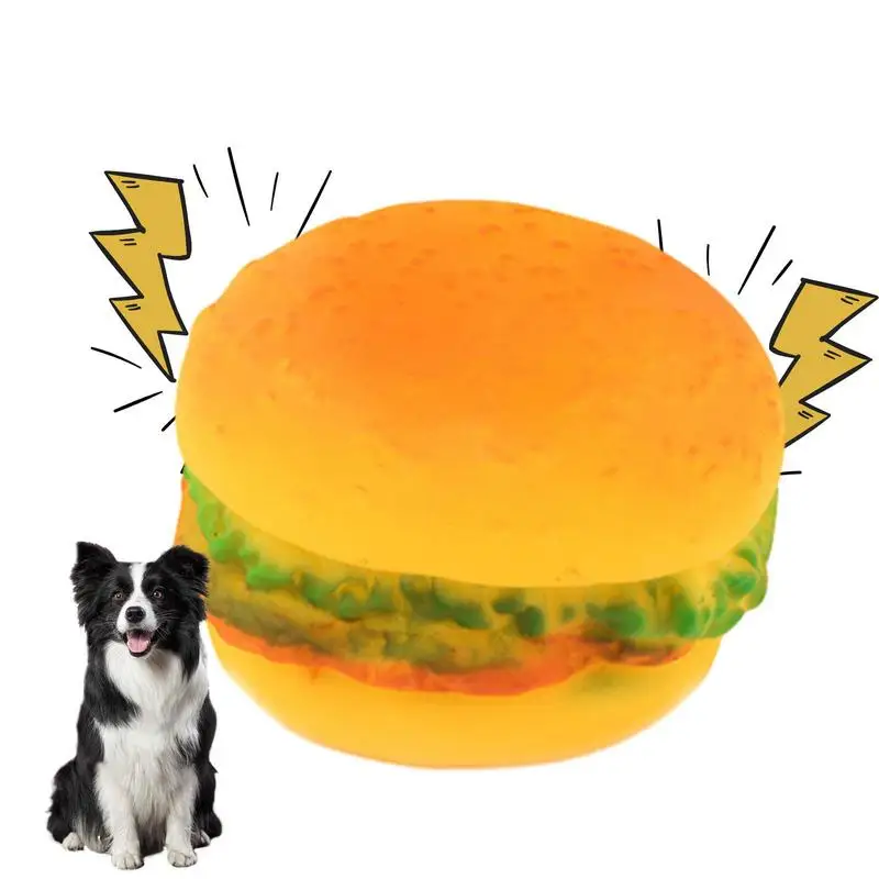 

Pet Hamburger Chew Toys Realistic Cute Food Toys Dog Supplies For Tooth Cleaning Squeaky Sound Toy Pets Oral Health And