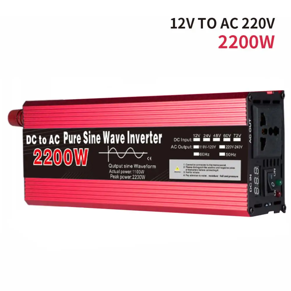 

1000W 1600W 2200W 3000W Power Converter With LED Display Pure Sine Wave Inverter 12V/24V To AC110V 220V Voltage Transformer