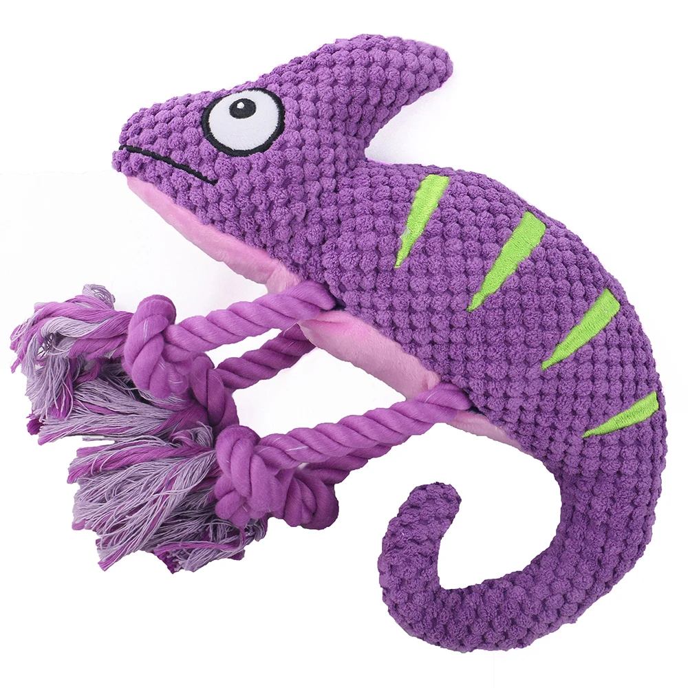 For Small Large Dogs Chameleon Plush Dog Squeaky Toy Puppy Chew Toys Bite Resistant Pet Toy For Dogs Squeaker Toys