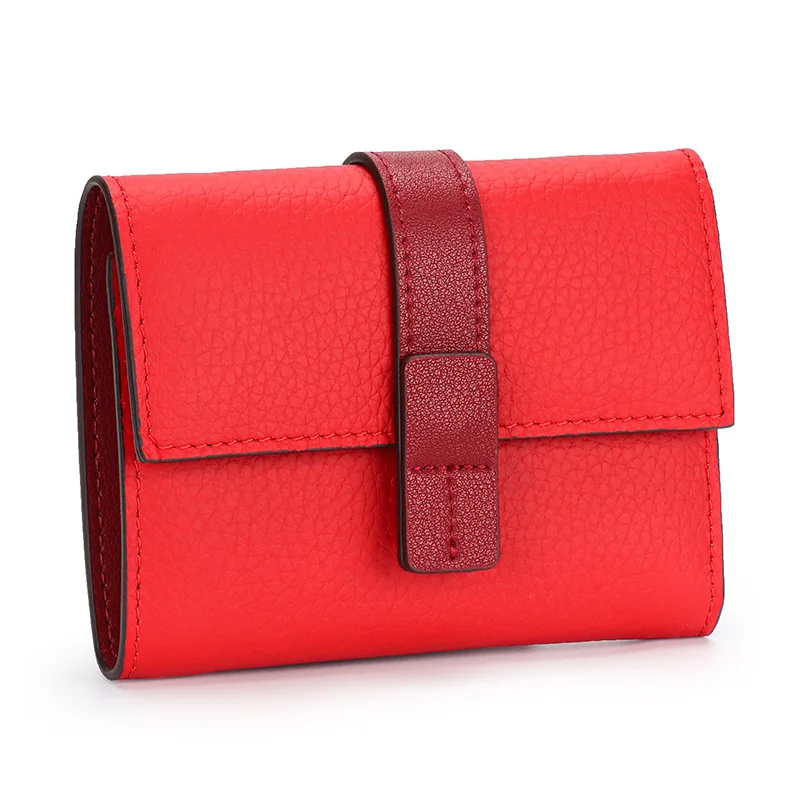 Simple Design Coin Purse Female Short Wallets Classic Trifold Money Bag Flap Snap Women Fashion Cowhide Card Holder Brand Clutch
