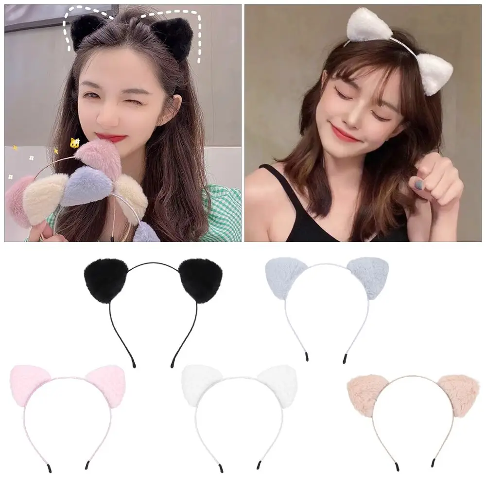 

Cute Cat Ears Head Bands Plush Face Wash Makeup Headband Hair Hoop For Night Party Bar Anime Cosplay
