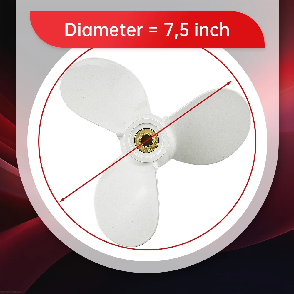 Морской гребной винт из алюминиевого сплава для Yamaha 4hp 5hp 6hp 7 1/2 * 7-BA Подходит