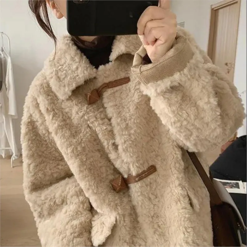 Fleece Jacket Winter Women Faux Shearling Outerwear Coats Female Suede Fur Jackets Coat Men Warm Thickened Lamb Puffer Jacket