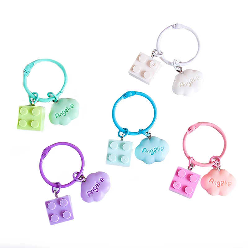 

Cute Clouds Keychain Building Block Pendant Key Ring Backpack Car Charms Decoration Bag Accessories