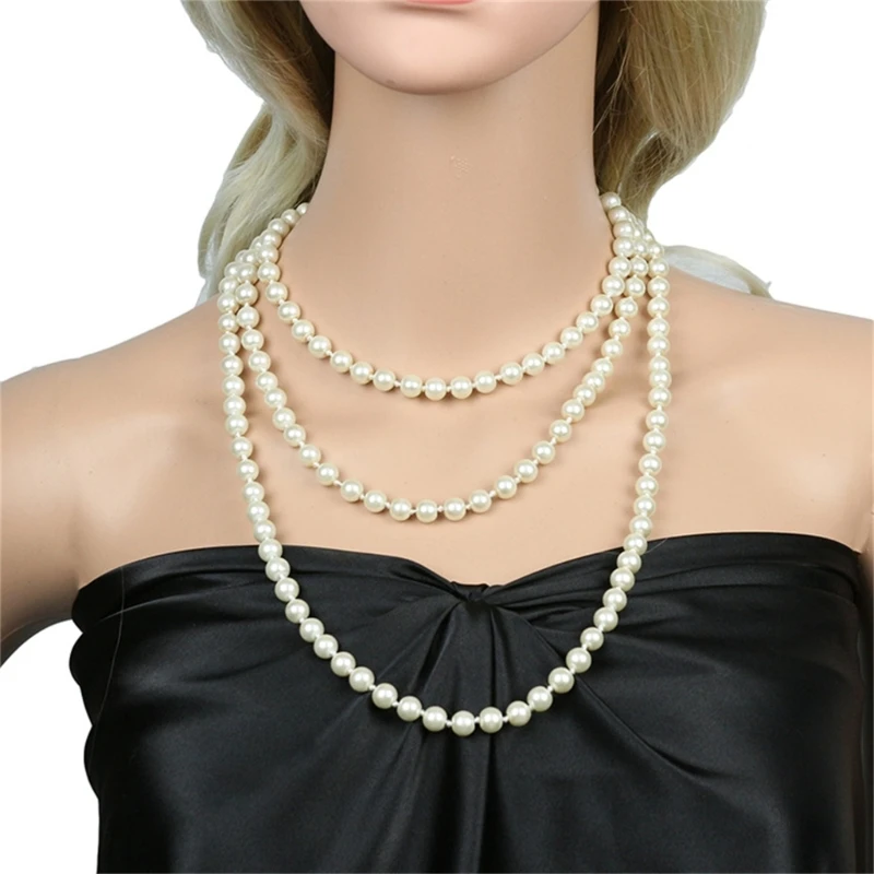 

Gatsby Costume Accessories Set Flapper Headband Pearls Necklace Earrings Gloves