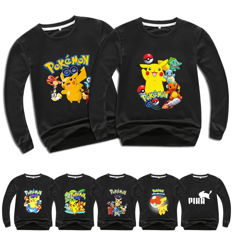 

Pikachu Children's Round Neck Sweater Children's Middle-aged Older Children's Long-sleeved Autumn and Winter Bottoming Cartoon