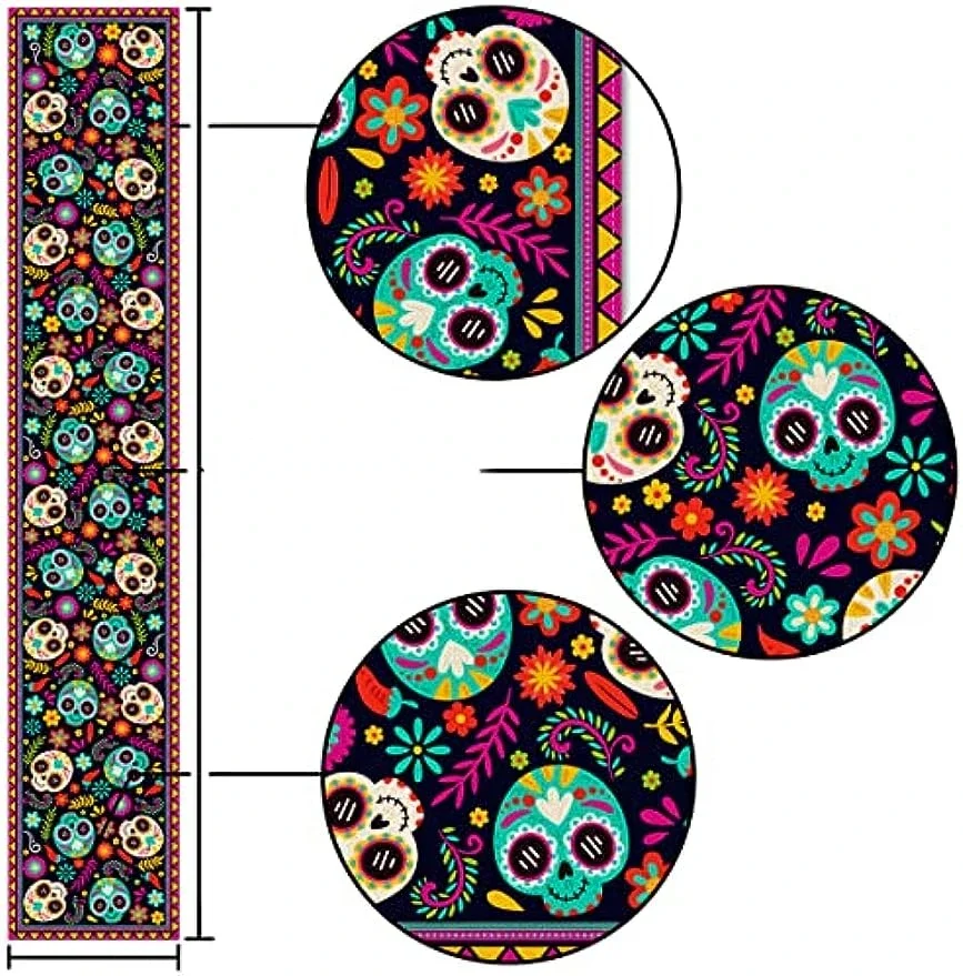 Мексиканские льняные дорожки для стола День мертвых Декор на Хэллоуин Скатерти с
