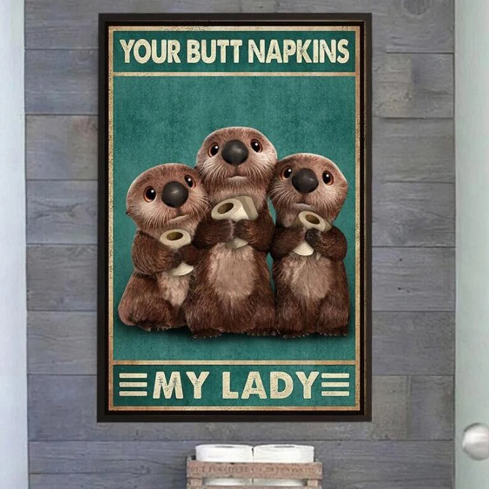 Your Butt Napkins My Lady Diy Diamond Painting Kits Funny Otters Hug Toilet Diamond Mosaic Bathroom Decor Housewarming Gift