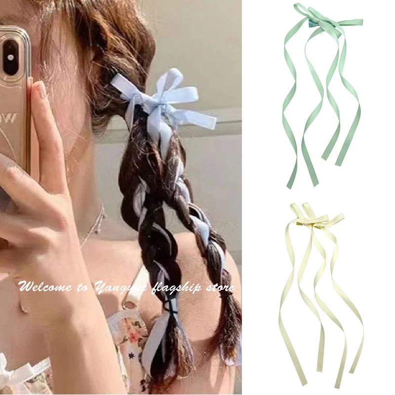 

Lolita Girls White Lace Bow Hairpin Korean Long Ribbon Bow Hair Clip Braided Hair Barrettes Hair Accessories Lovely Headwear