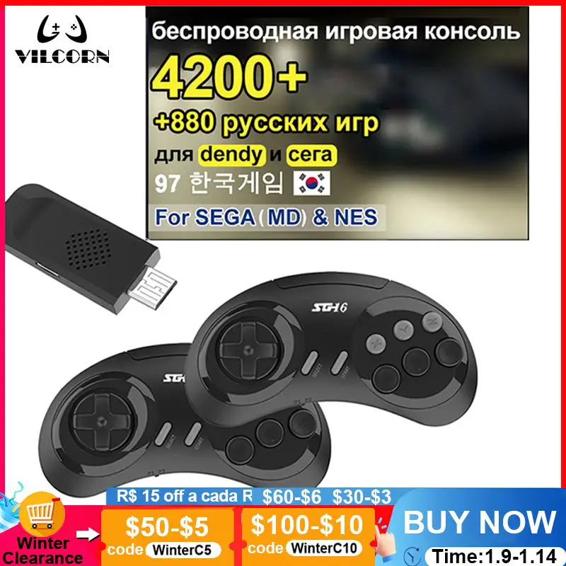 Video Game Stick 4k 16-bit Wireless MD Console For SEGA NES FC Genesis Mega Game Stick Retro Master Sytem Dendy TV SMS GAME