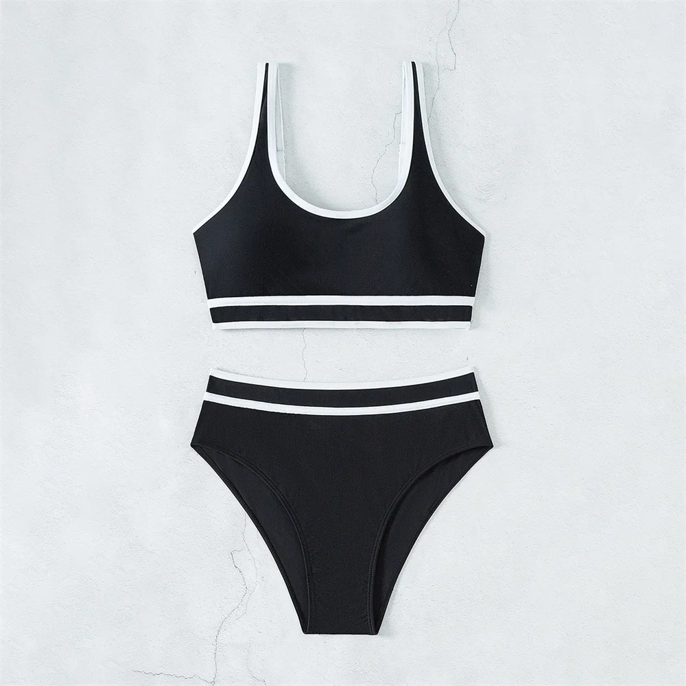 Бикини с высокой талией на бретельках танкини Раздельный купальник Y2K пуш-ап