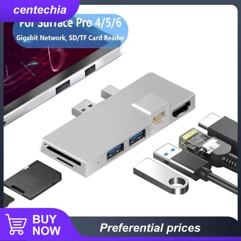

For Microsoft Surface Usb C Hub 6 In 1 Pd 100w 6 In 1 Usb-c Hub Hard Disk Drive External Usb3.1 Gen1 4k Hub Aluminum Alloy