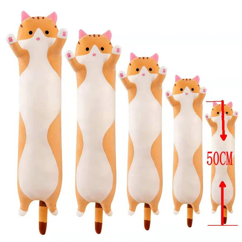 New Arrive 50cm Cute Soft Long Cat Boyfriend Plush Toys Stuffed Pause Office Nap Sleep Pillow Cushion Gift Doll for Kids Girls