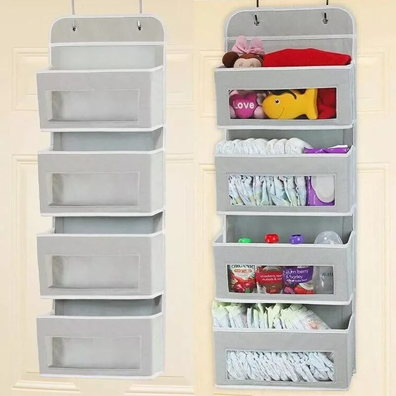 

Wall Hanging Storage Bags Behind The Door Non-woven Wardrobe Hanging Finishing Bag With 4 Pockets Dorm Bath Kitchen Storage