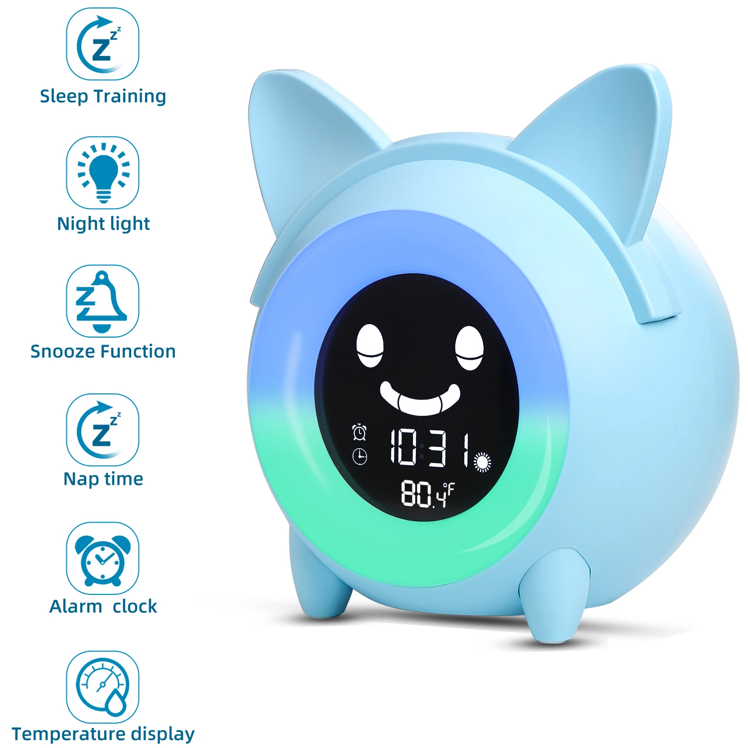 Sleep Trainer Clock 5 Color Night Light Digital Wake Up Cute