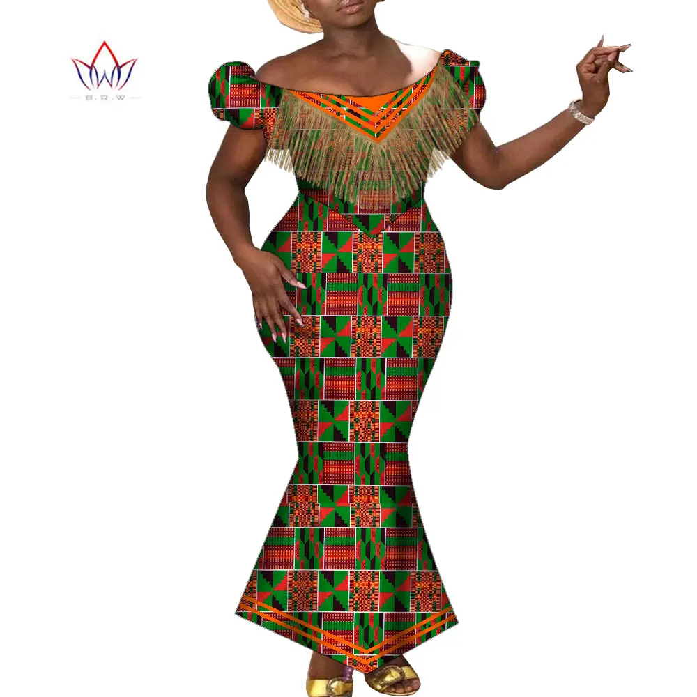 Fashion Robe Africaine Femme Printed Dresses for Women Puff Sleeve Dashiki Party Lady's Dress Evening Gowns Bazin Riche WY9133